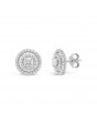 3 Row Diamond Pave Set Earrings In 18ct White Gold. Tdw 0.80ct